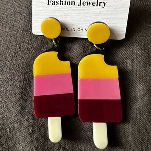 ICE CREAM BAR ACRYLIC STUD DANGLE EARRINGS